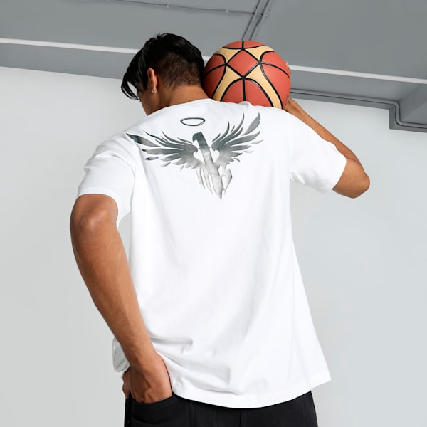 Melo Alwayz On Men's Oversized Basketball Tee, PUMA White, extralarge-IND