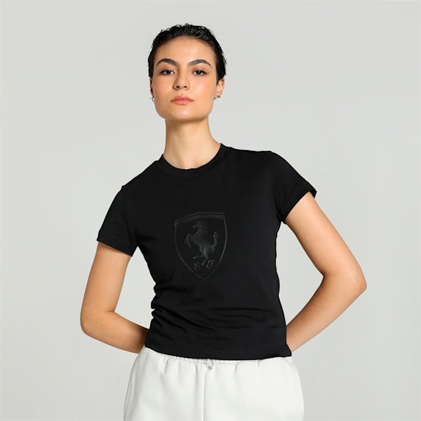 Scuderia Ferrari Women's Slim Fit Babydoll T-shirt, PUMA Black, extralarge-IND