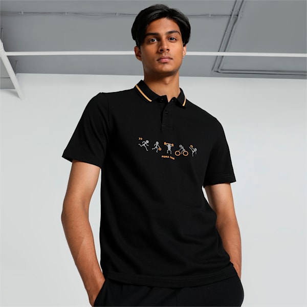 Men's Classics Graphic Polo, PUMA Black, extralarge-IND