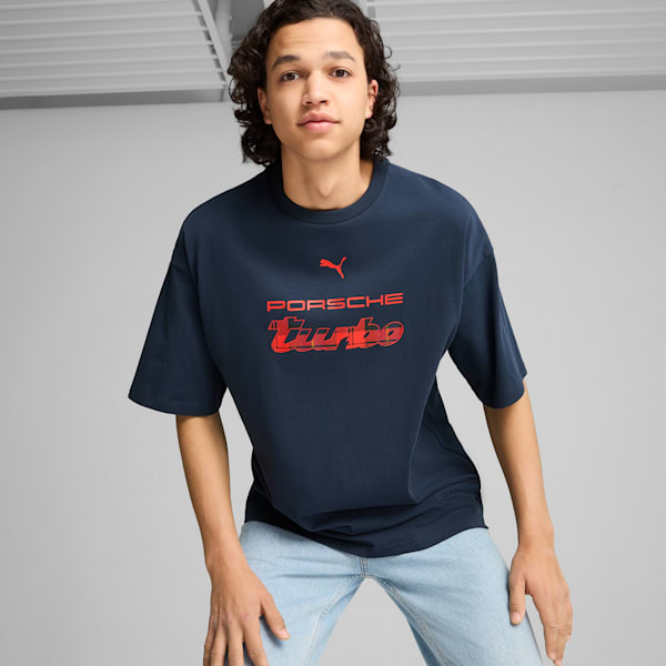 Porsche Legacy Statement Logo Men's Tee, Club Navy, extralarge