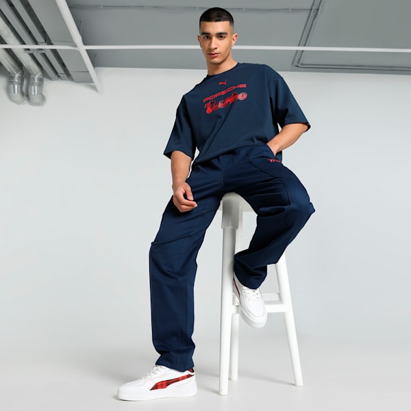 Porsche Legacy Statement Logo Oversized Fit Motorsport Tee, Club Navy, extralarge-IND