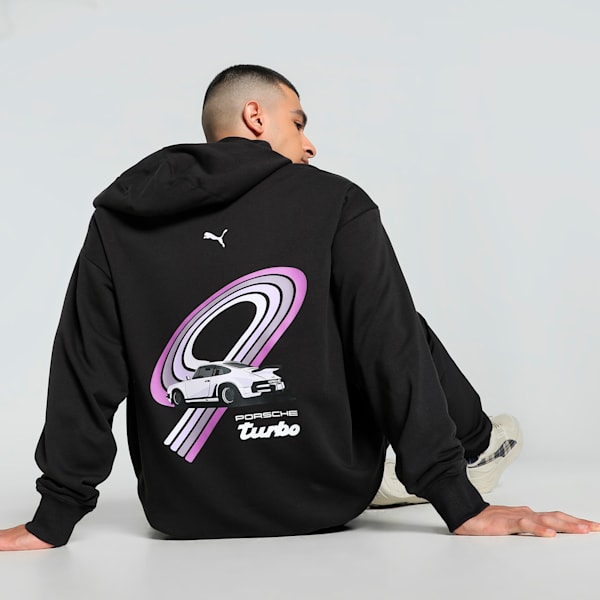 Porsche Legacy 911 Graphic Men's Relaxed Fit Motorsport Hoodie, PUMA Black, extralarge-IND