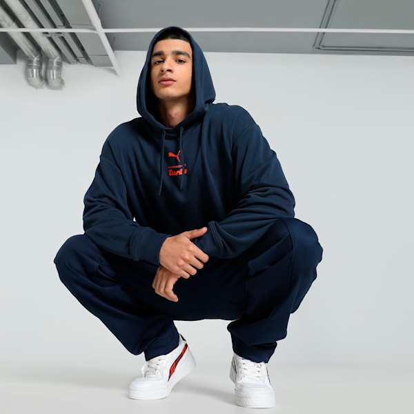 Porsche Legacy 911 Graphic Men's Relaxed Fit Motorsport Hoodie, Club Navy, extralarge-IND