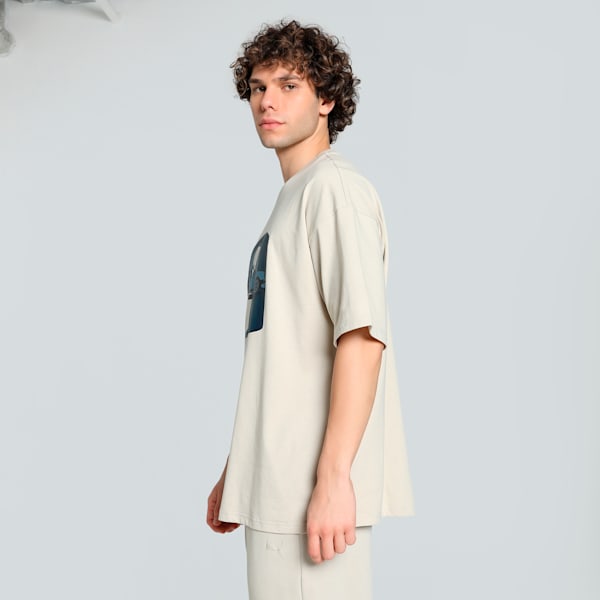 Porsche Legacy 911 Graphic Men's Oversized Fit Motorsport Tee, Desert Dust, extralarge-IND