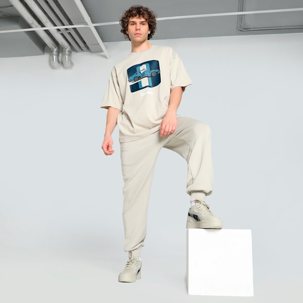 Porsche Legacy 911 Graphic Men's Oversized Fit Motorsport Tee, Desert Dust, extralarge-IND