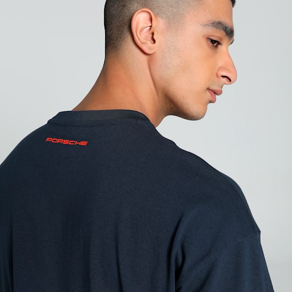 Porsche Legacy 911 Graphic Men's Oversized Fit Motorsport Tee, Club Navy, extralarge-IND