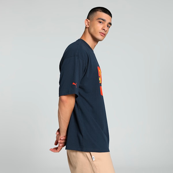 Porsche Legacy 911 Graphic Men's Oversized Fit Motorsport Tee, Club Navy, extralarge-IND