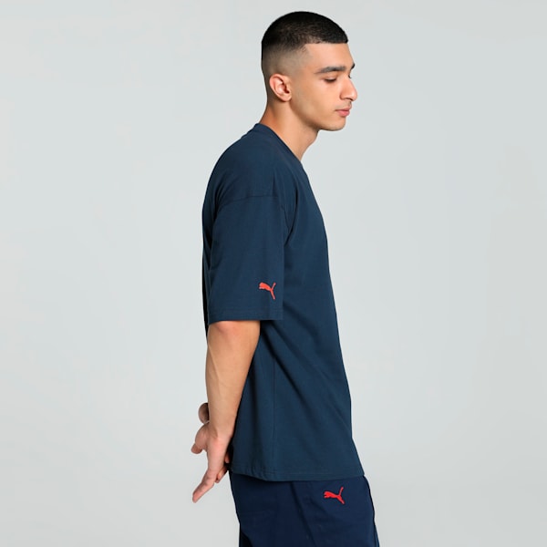 Porsche Legacy Men's Oversized Fit Motorsport Tee, Club Navy, extralarge-IND