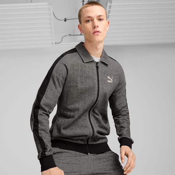 T7 Men's Track Jacket, PUMA Black-Alpine Snow, extralarge