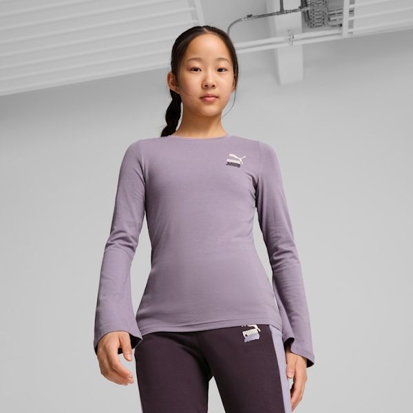 Long-sleeve Youth Slim Fit Tee, Pale Plum, extralarge-IND