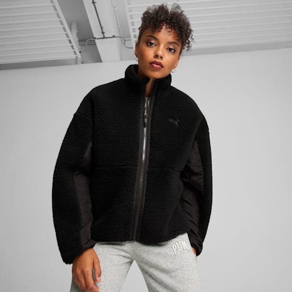 Reversible Women's Sherpa Jacket, PUMA Black, extralarge