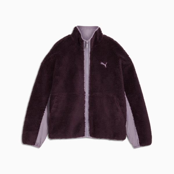Reversible Women's Sherpa Jacket, Midnight Plum, extralarge