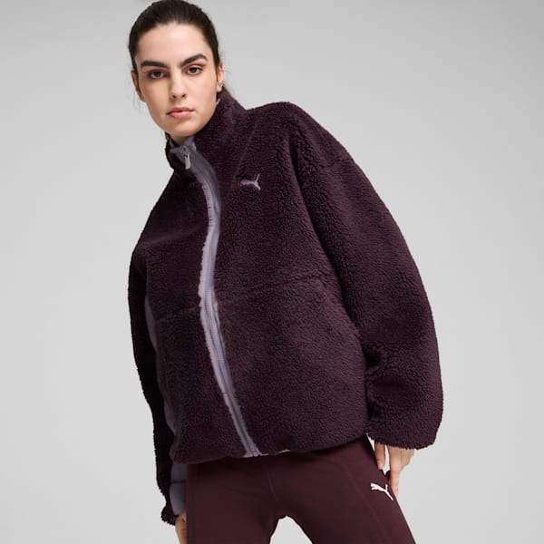 Reversible Women's Sherpa Jacket, Midnight Plum, extralarge