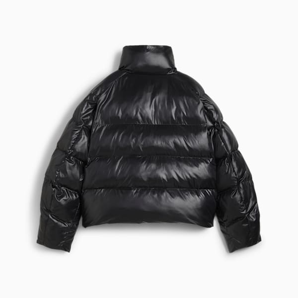 Black shiny padded jacket store