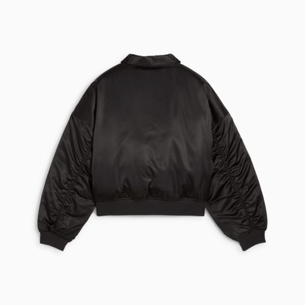 Women's Satin Bomber Jacket, PUMA Black, extralarge