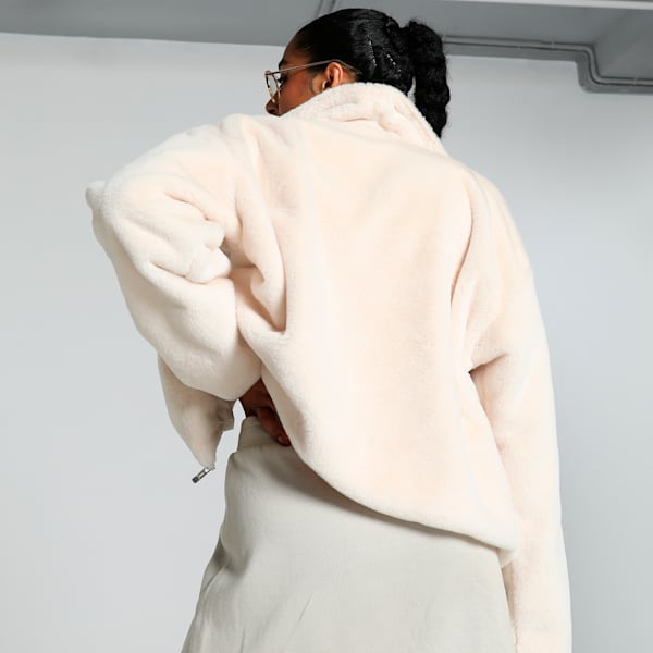 Soft Fleece Women's Relaxed Fit Jacket, Alpine Snow, extralarge-IND