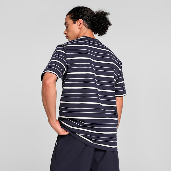 MMQ Striped Men's Relaxed Fit Tee, New Navy, extralarge-IND