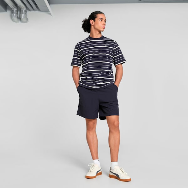 MMQ Striped Men's Relaxed Fit Tee, New Navy, extralarge-IND