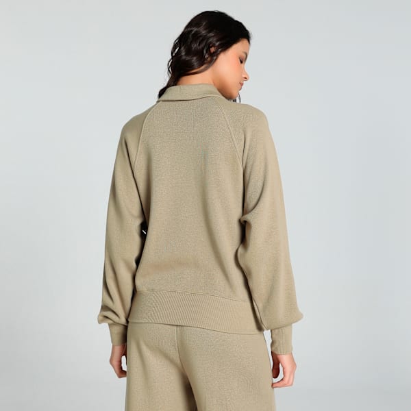 CLASSICS Half Zip Women's Relaxed Fit Polo Sweatshirt, Oak Branch, extralarge-IND