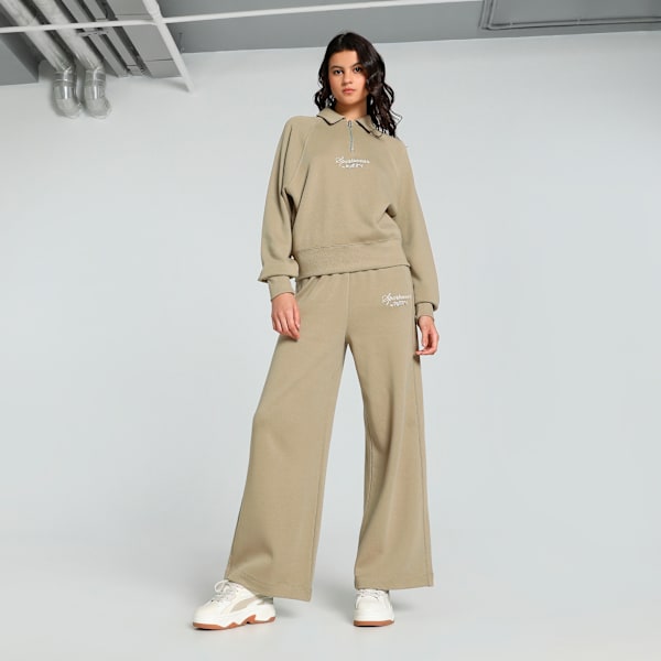 CLASSICS Half Zip Women's Relaxed Fit Polo Sweatshirt, Oak Branch, extralarge-IND