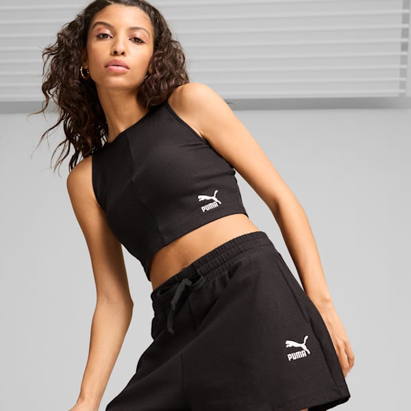 CLASSICS Women's Ribbed Crop Top, PUMA Black, extralarge