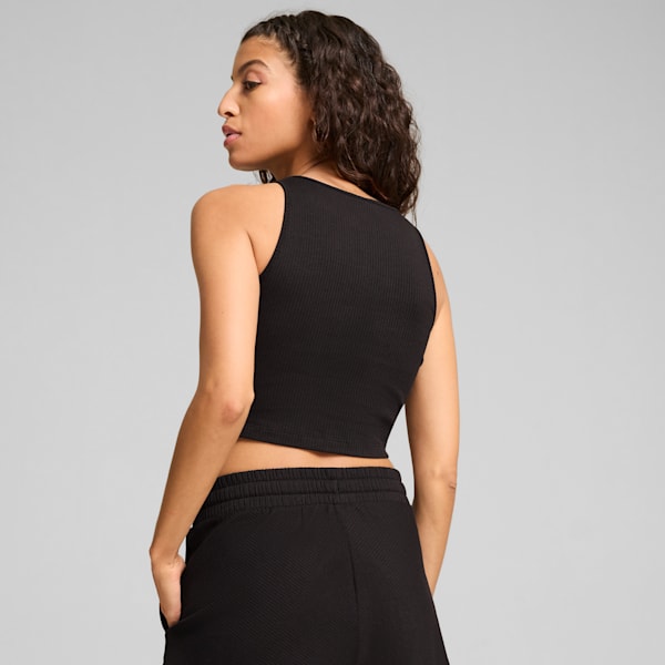 CLASSICS Women's Ribbed Crop Top, PUMA Black, extralarge