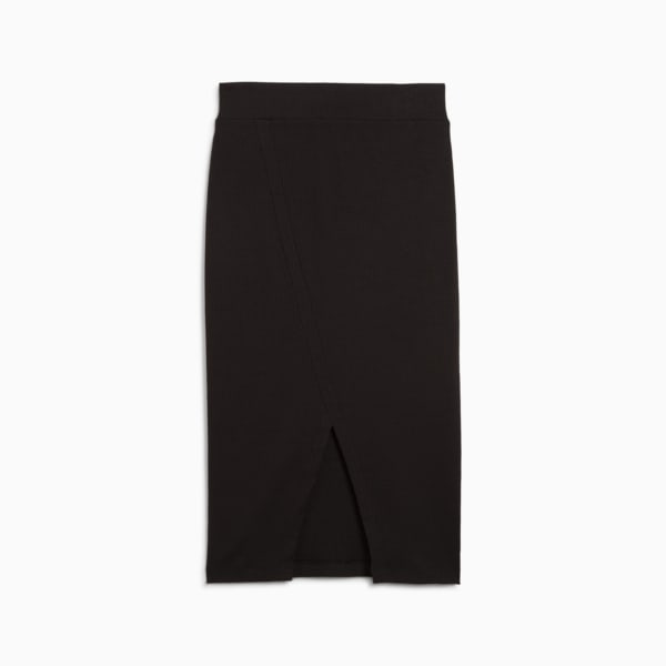 CLASSICS Women's Ribbed Midi Skirt, PUMA Black, extralarge