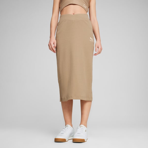 CLASSICS Women's Ribbed Midi Skirt, Oak Branch, extralarge