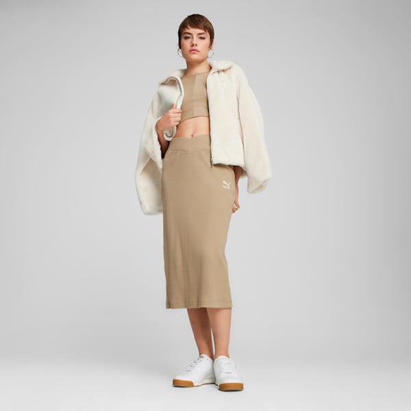Falda midi en rib CLASSICS, Oak Branch, extralarge