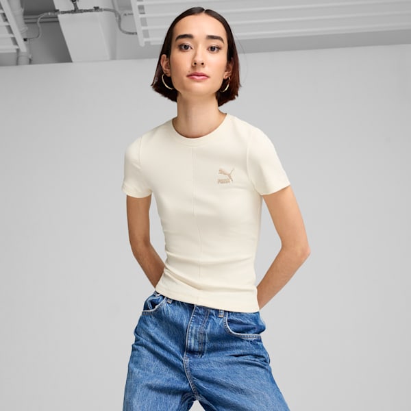 Playera Mujer CLASSICS Ribbed, Alpine Snow, extralarge