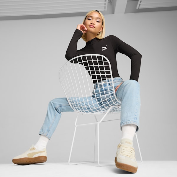CLASSICS Ribbed Half-Zip Tee Women, PUMA Black, extralarge