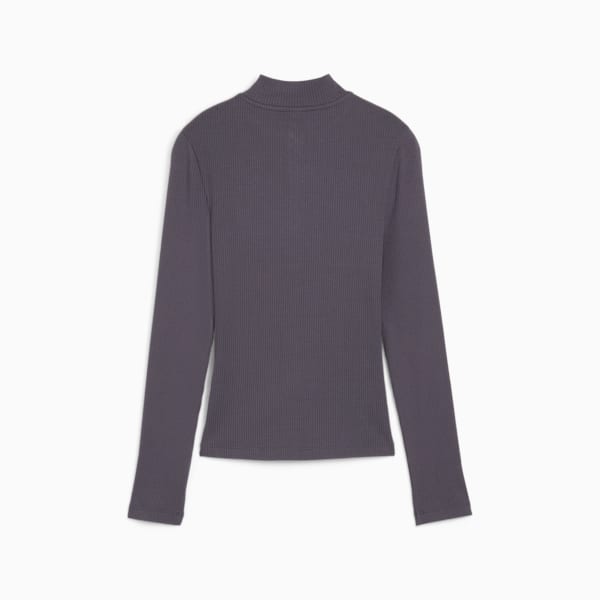 CLASSICS Ribbed Half-Zip Tee Women, Galactic Gray, extralarge