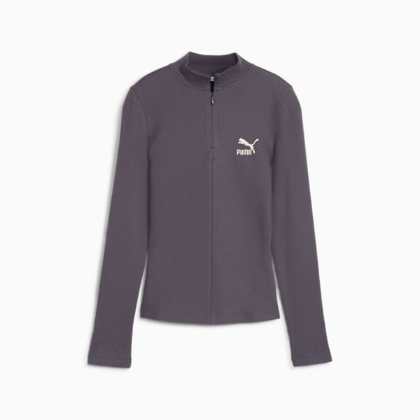 CLASSICS Ribbed Half-Zip Tee Women, Galactic Gray, extralarge