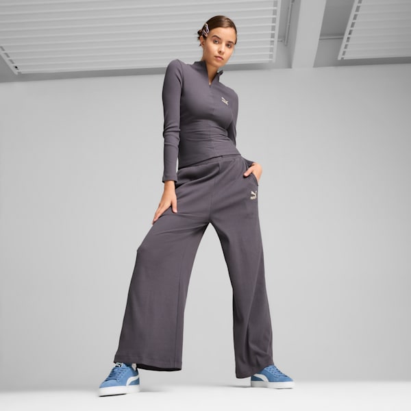 CLASSICS Ribbed Half-Zip Tee Women, Galactic Gray, extralarge