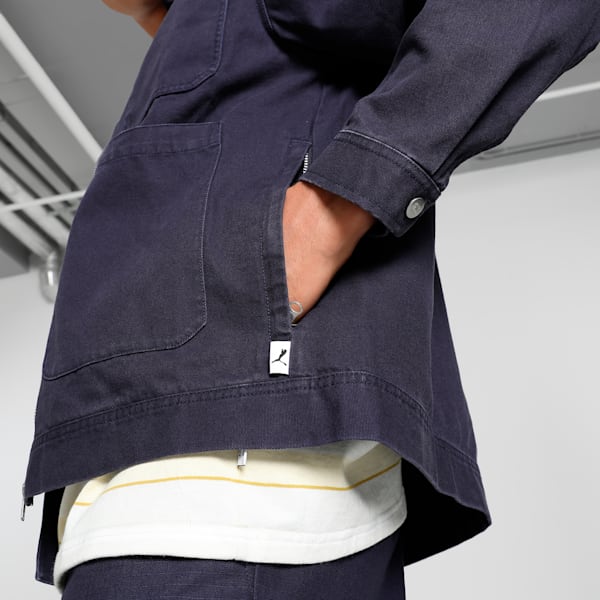 MMQ Men's Relaxed Fit Zip Overshirt, New Navy, extralarge-IND