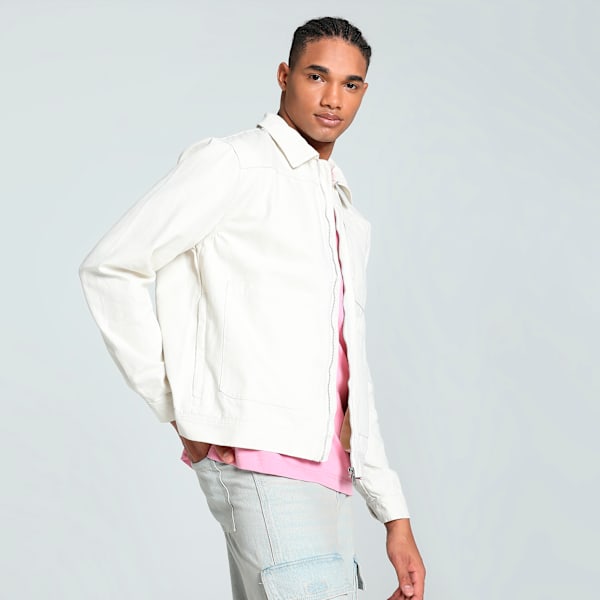 MMQ Men's Relaxed Fit Zip Overshirt, Alpine Snow, extralarge-IND