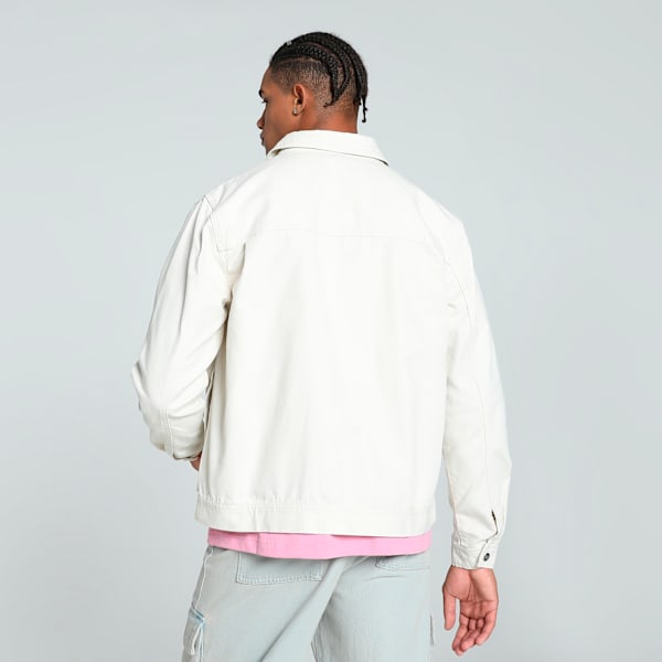 MMQ Men's Relaxed Fit Zip Overshirt, Alpine Snow, extralarge-IND