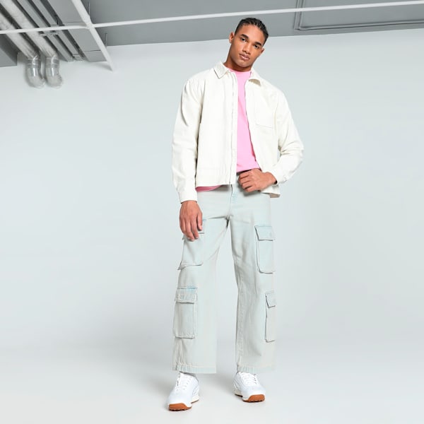 MMQ Men's Relaxed Fit Zip Overshirt, Alpine Snow, extralarge-IND