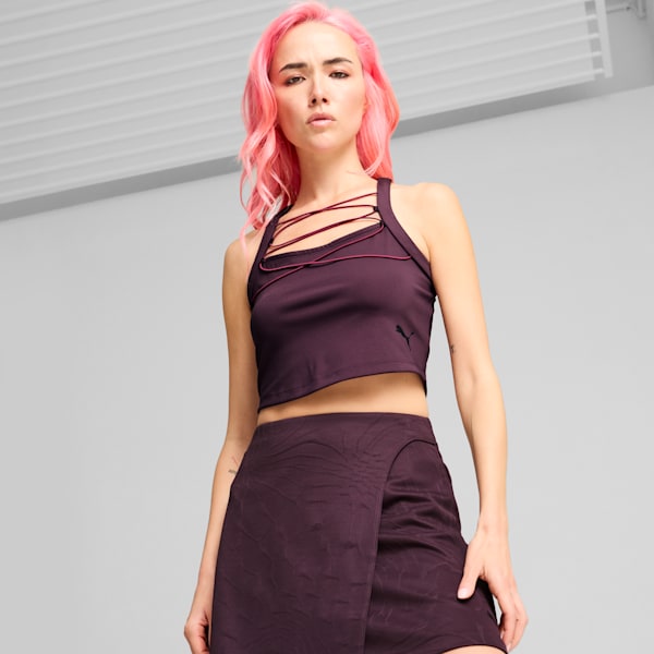 Crop top DARE TO para mujer, Midnight Plum, extralarge