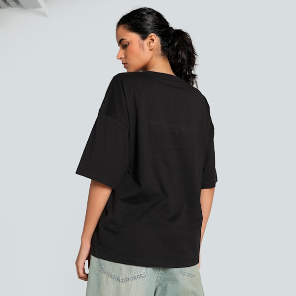 DARE TO Women's Oversized Cut-Out Tee, PUMA Black, extralarge-IND