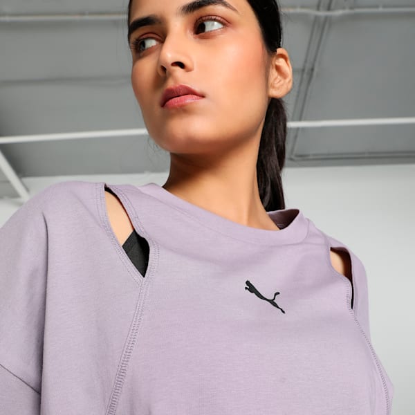 DARE TO Women's Oversized Cut-Out Tee, Pale Plum, extralarge-IND