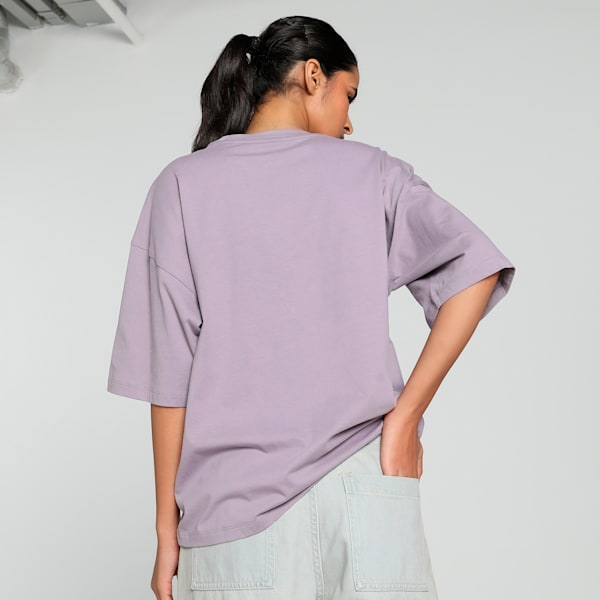 DARE TO Women's Oversized Cut-Out Tee, Pale Plum, extralarge-IND