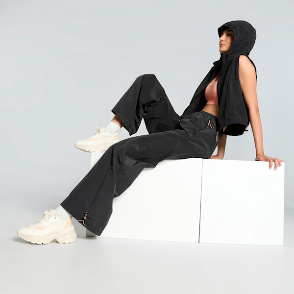 DARE TO Women's Relaxed Fit Parachute Pants, PUMA Black, extralarge-IND