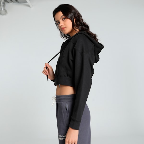 THE FAST RACE Women's Relaxed Fit Hoodie, PUMA Black, extralarge-IND