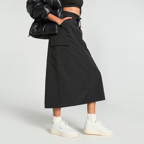 DOWNTOWN Women's Cargo Midi Skirt, PUMA Black, extralarge-IND