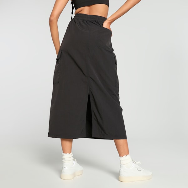 DOWNTOWN Women's Cargo Midi Skirt, PUMA Black, extralarge-IND