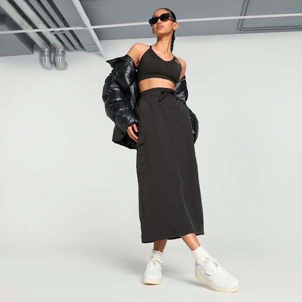 DOWNTOWN Women's Cargo Midi Skirt, PUMA Black, extralarge-IND