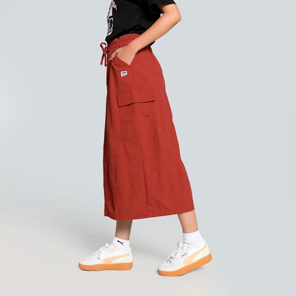 DOWNTOWN Women's Cargo Midi Skirt, Mars Red, extralarge-IND