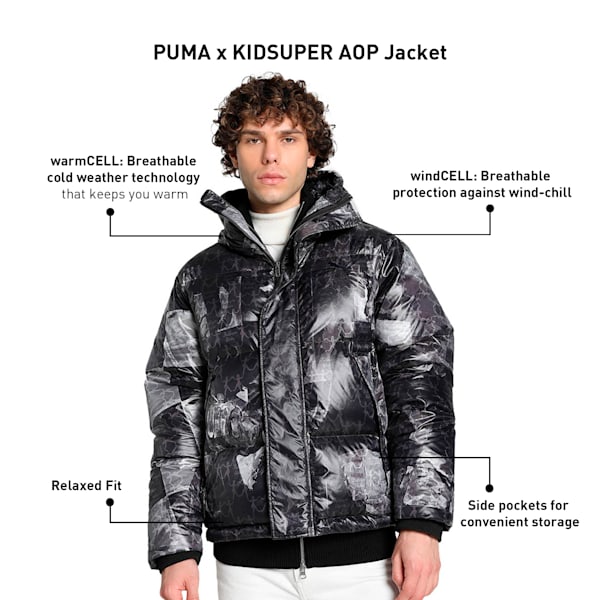 PUMA x KIDSUPER Men's Relaxed Fit Jacket, PUMA Black, extralarge-IND