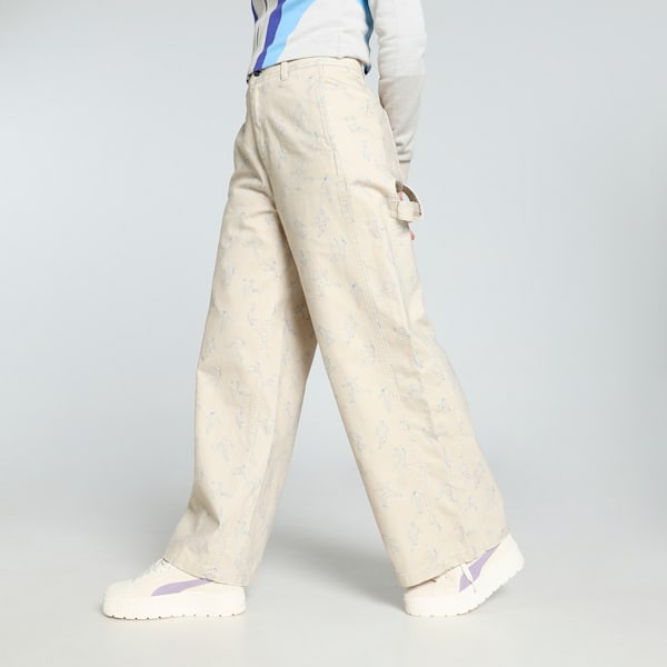 PUMA x KIDSUPER Women's Relaxed Fit Pants, Desert Dust, extralarge-IND